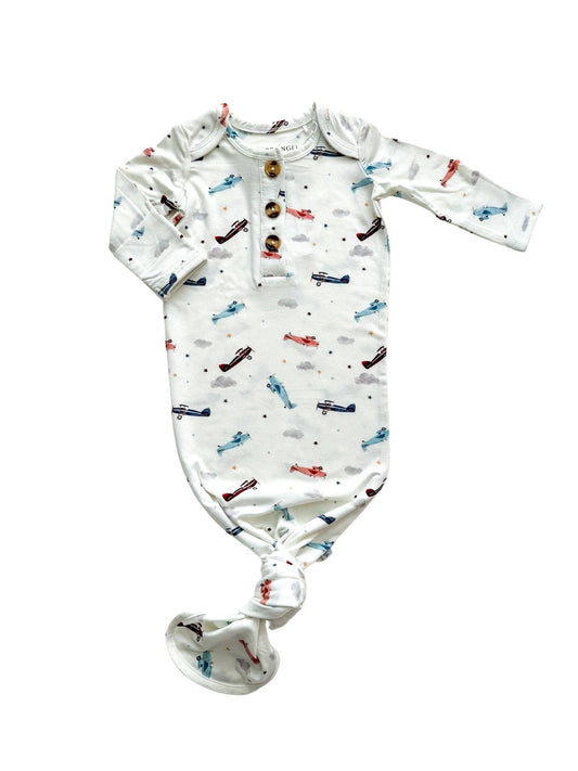Knotted Baby Gown - Vintage Airplane