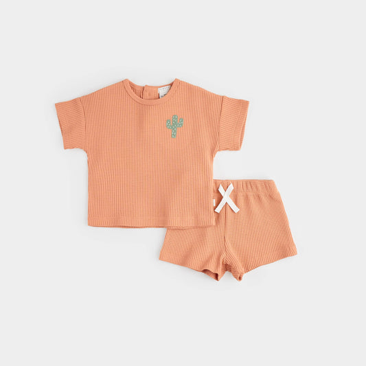 Fiery Coral Thermal Shorts Set