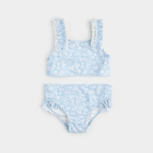 Two-Piece Swimsuit - Blue Floral