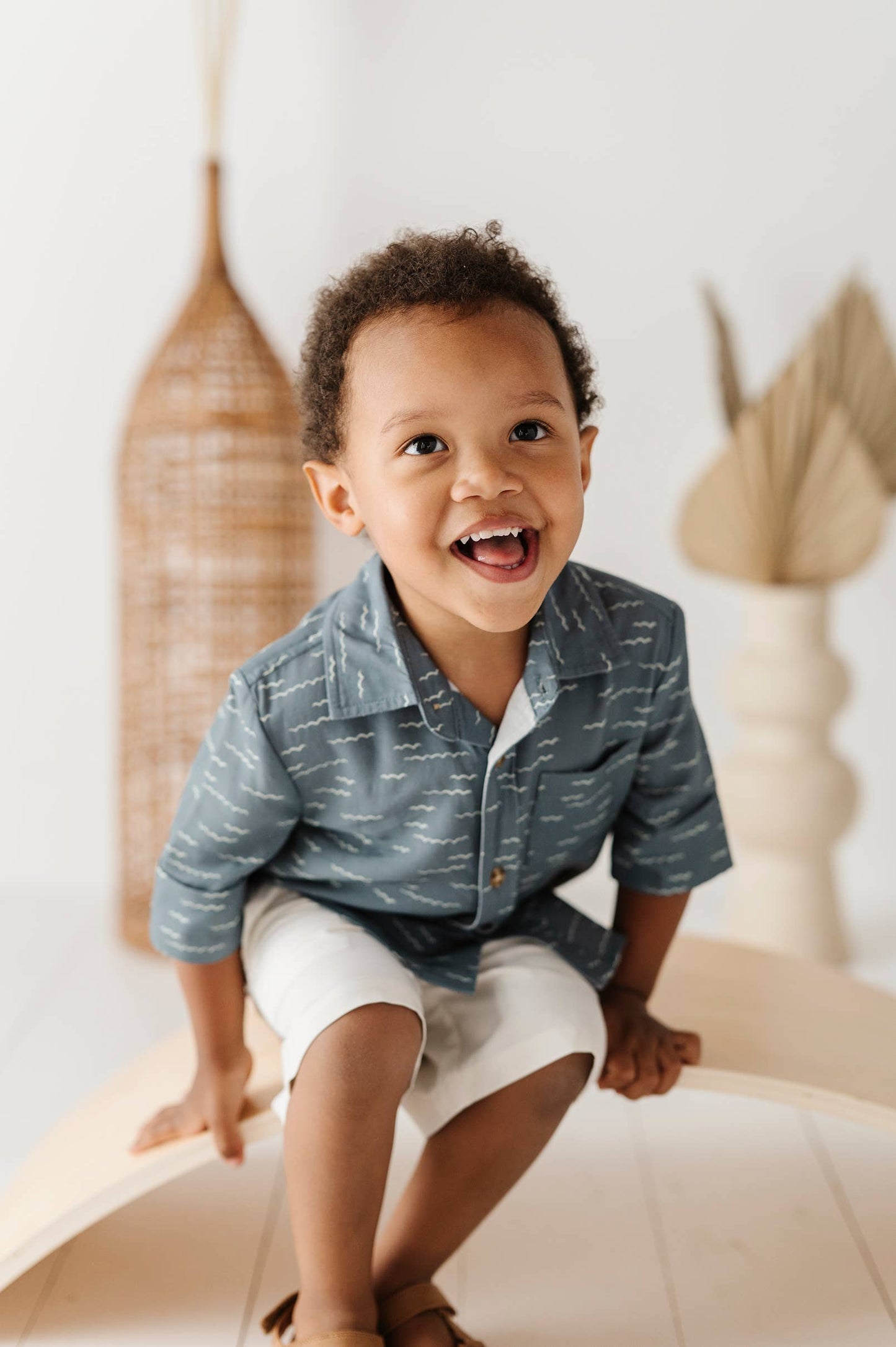 Boy's Button Up Shirt - Waves