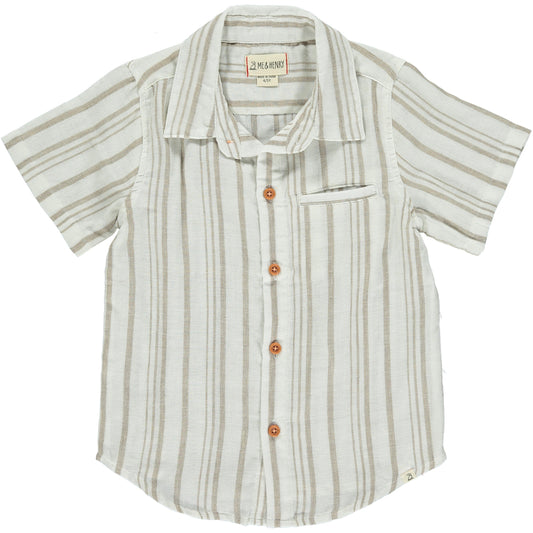 MAUI Woven Shirt - Cream/White Stripe