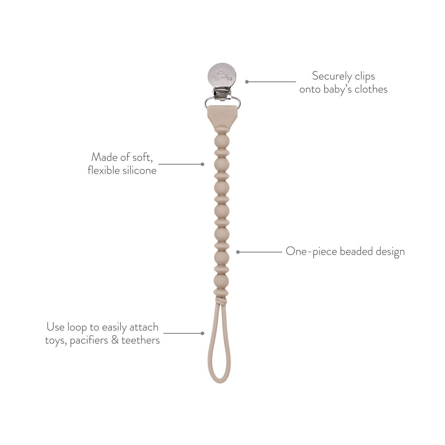 Sweetie Strap™ Silicone Pacifier Clip - Rosewood