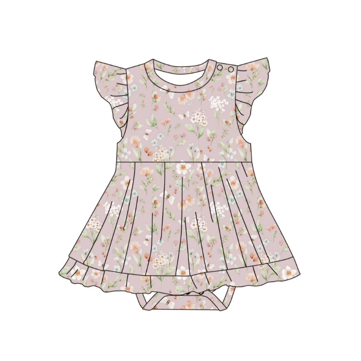 Bamboo Ruffle Sleeve Skirted Romper - Elsie