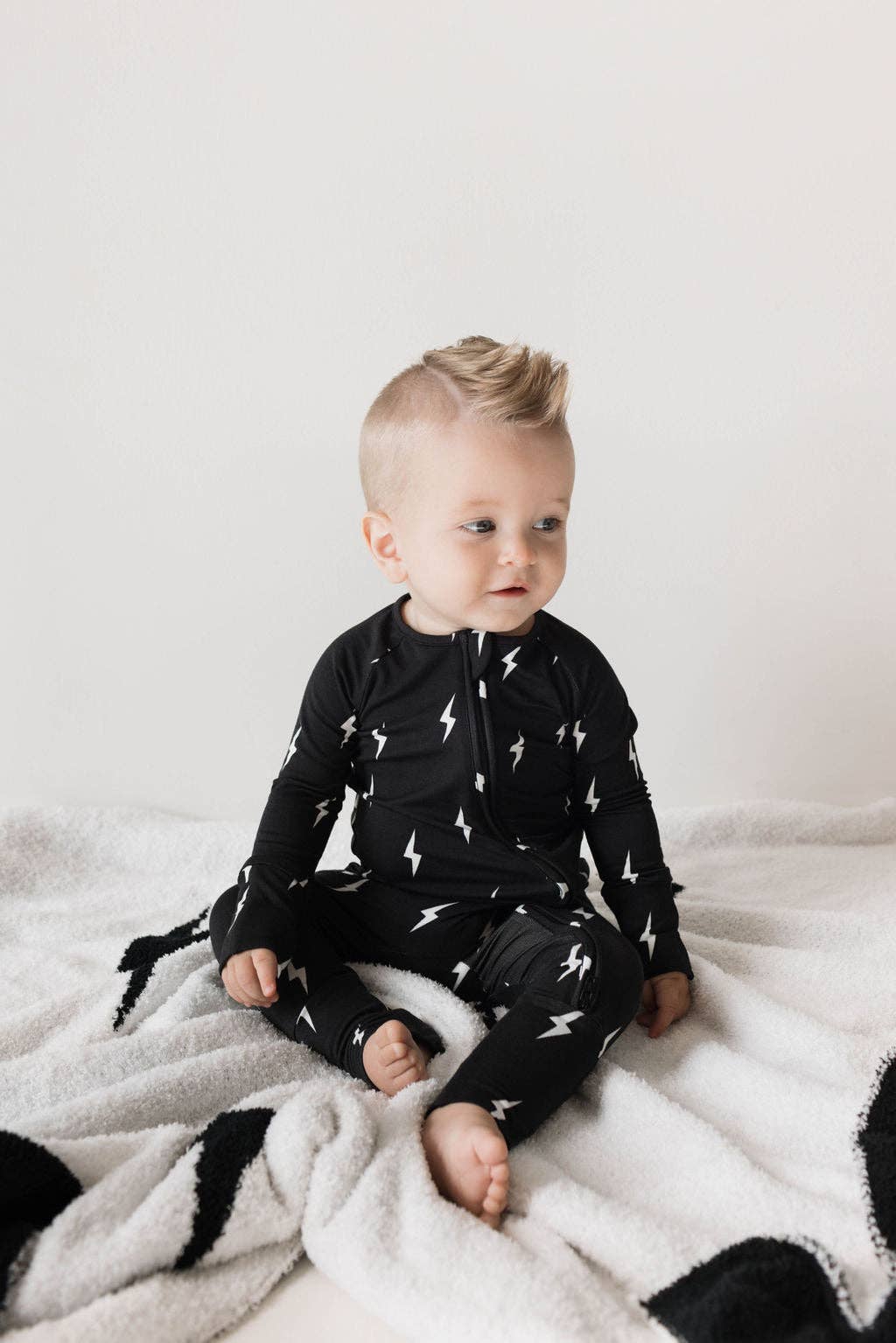 Bamboo Zip Pajamas - Midnight Lightning Bolt