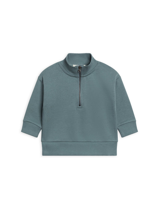 Mack Fleece Dropped Shoulder Half Zip Pullover - Teal