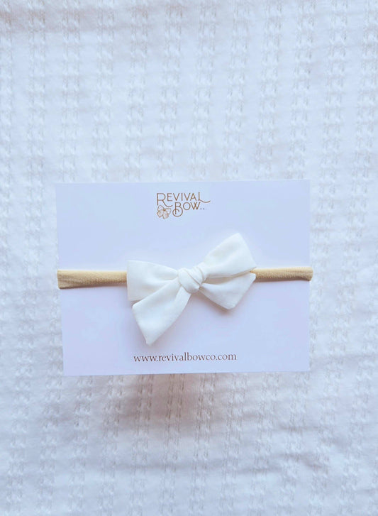 Mini Pinwheel Bow - Vanilla Cream, Headband