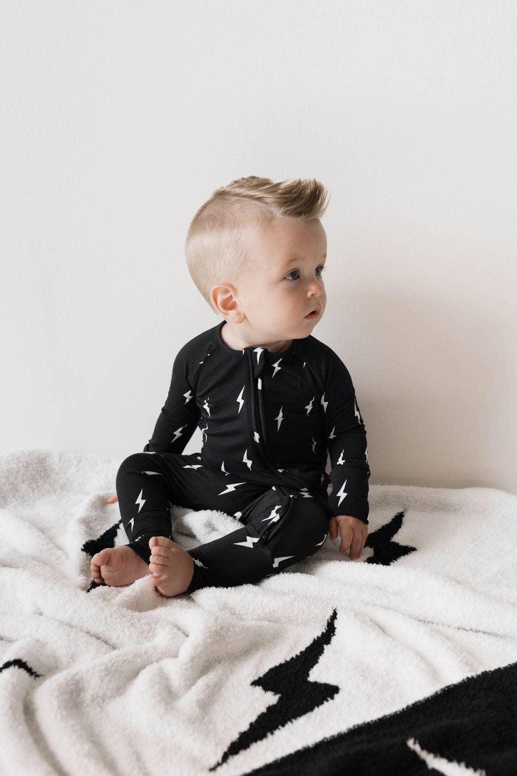 Bamboo Zip Pajamas - Midnight Lightning Bolt