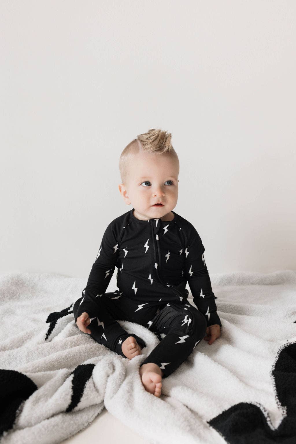 Bamboo Zip Pajamas - Midnight Lightning Bolt