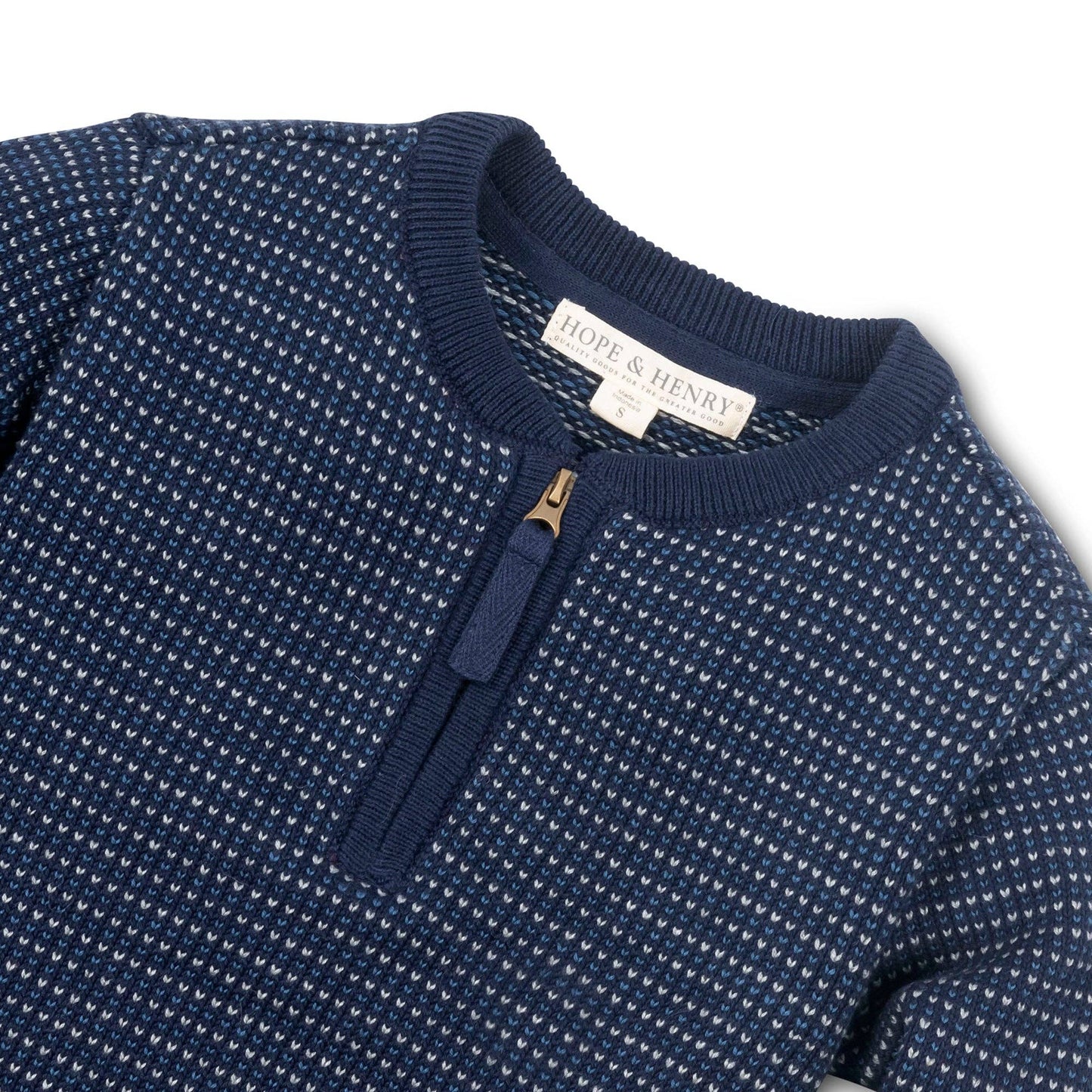 Sweater Henley with Zipper - Navy Birds Eye