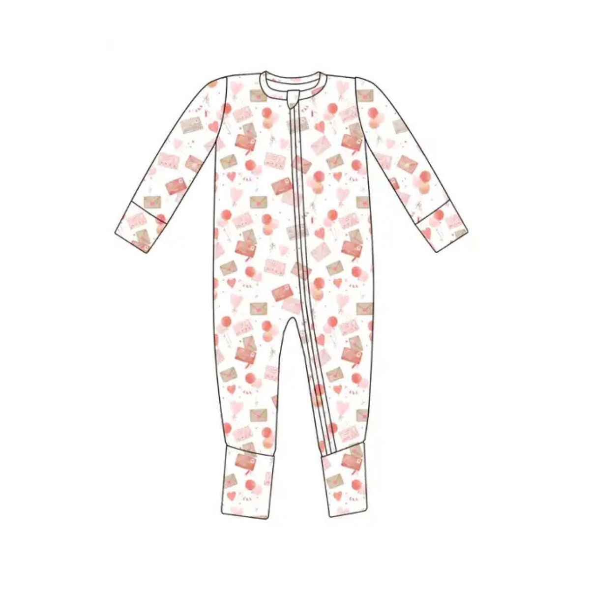 Bamboo Convertible Romper Pajama - Valentine's Day