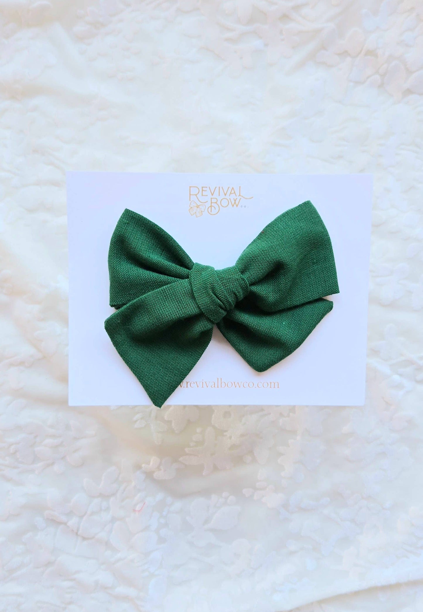 Large Handtied Bow - Evergreen,Clip