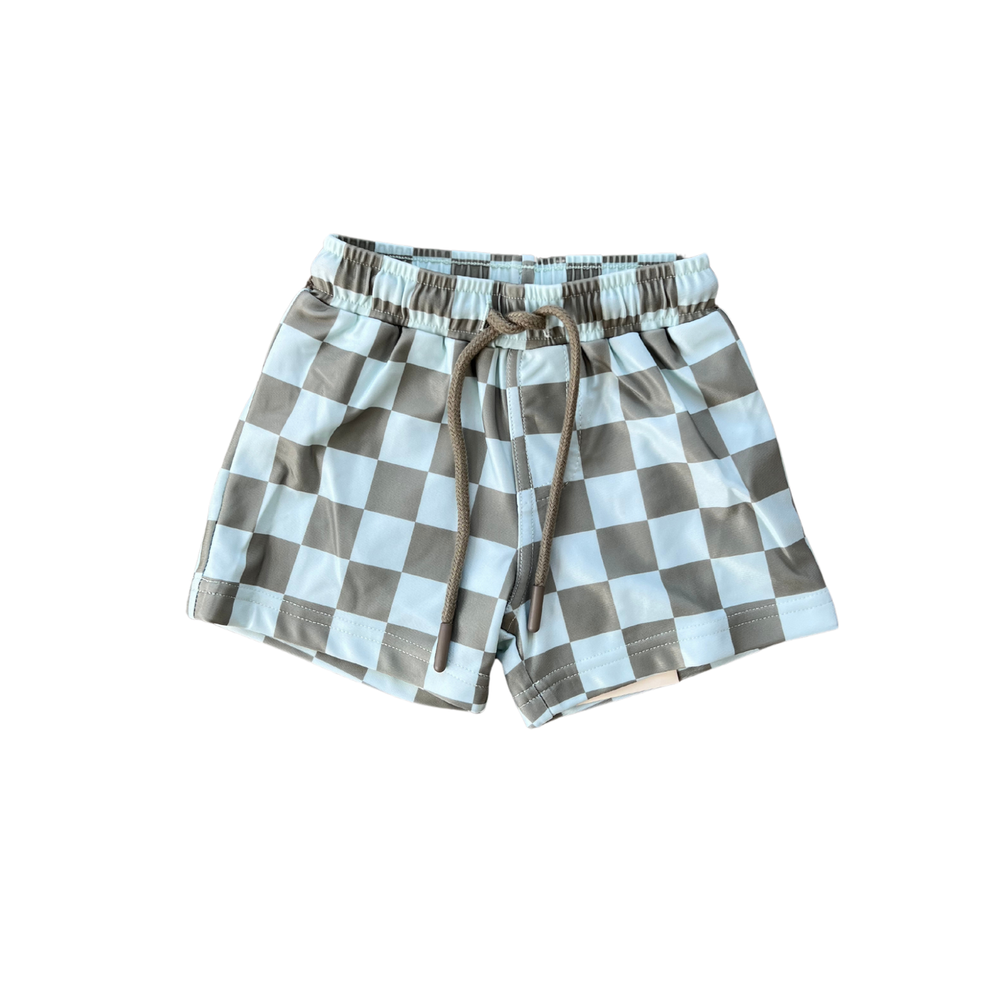 Boy's Swim Shorts - Checker in Seagrass