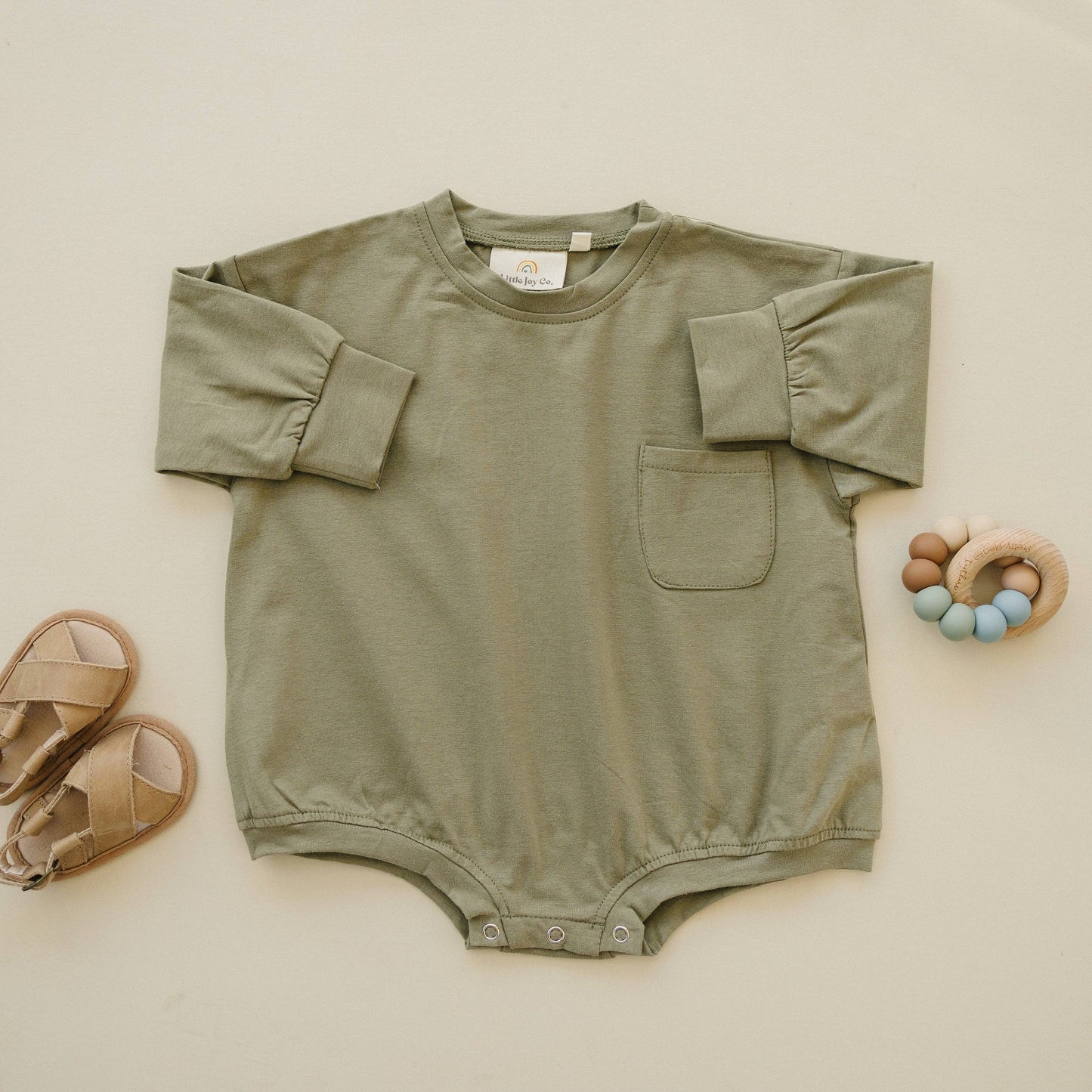 Oversized Pocket Tee Romper - Olive