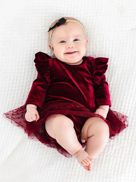 Tutu Bodysuit - Cranberry Velvet