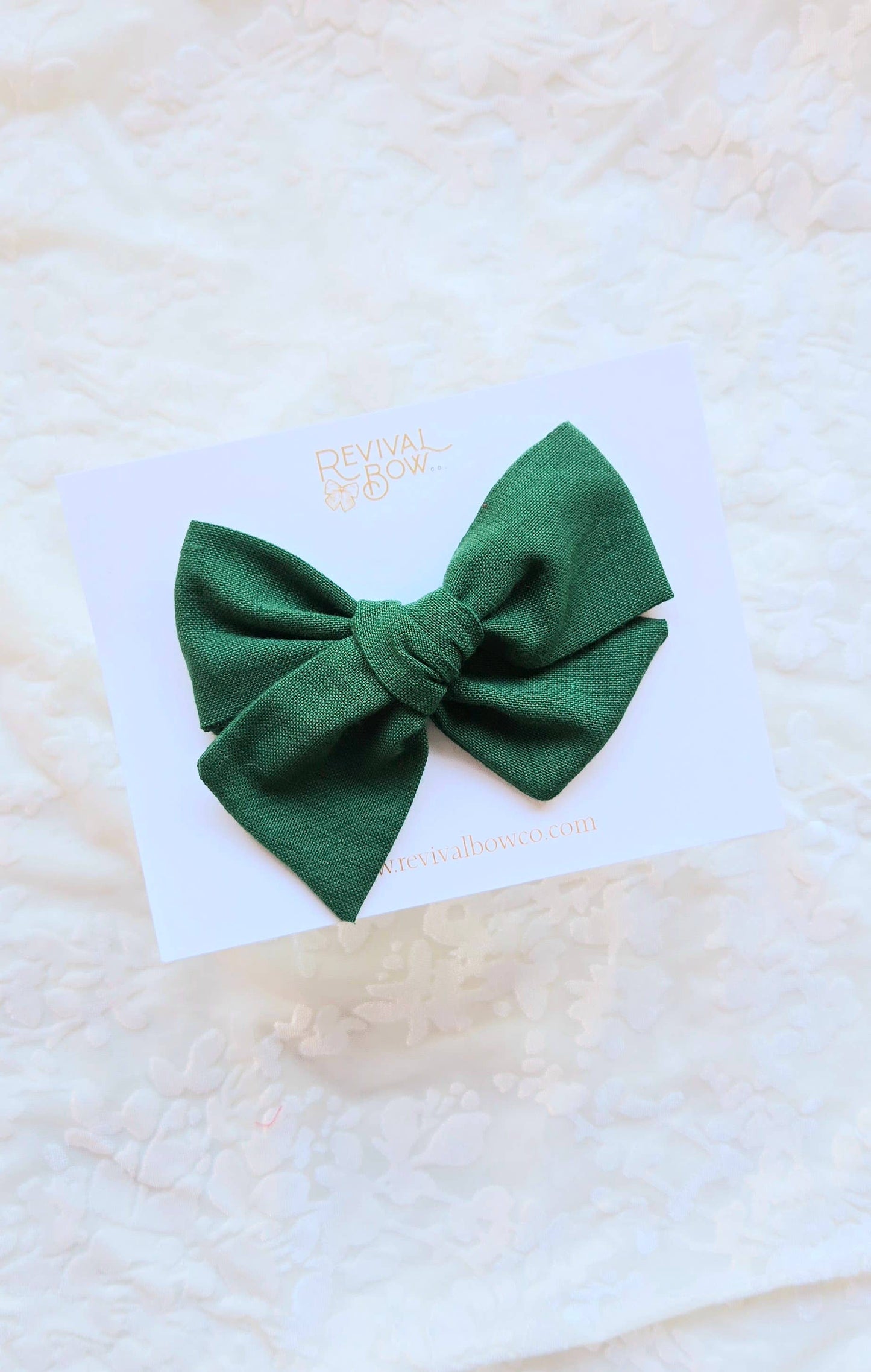 Large Handtied Bow - Evergreen,Clip