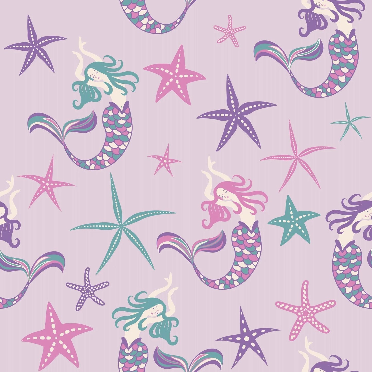 Short Sleeve Big Kid Pajamas - Purple Mermaids