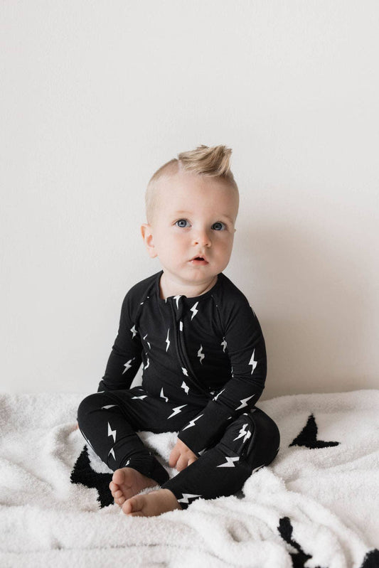 Bamboo Zip Pajamas - Midnight Lightning Bolt